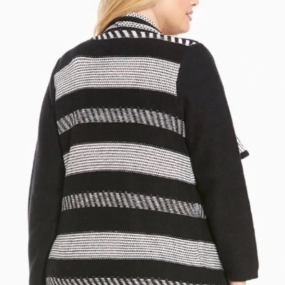Torrid Striped Draped Open Front Sweater Cardigan Size 3 - Picture 3 of 6